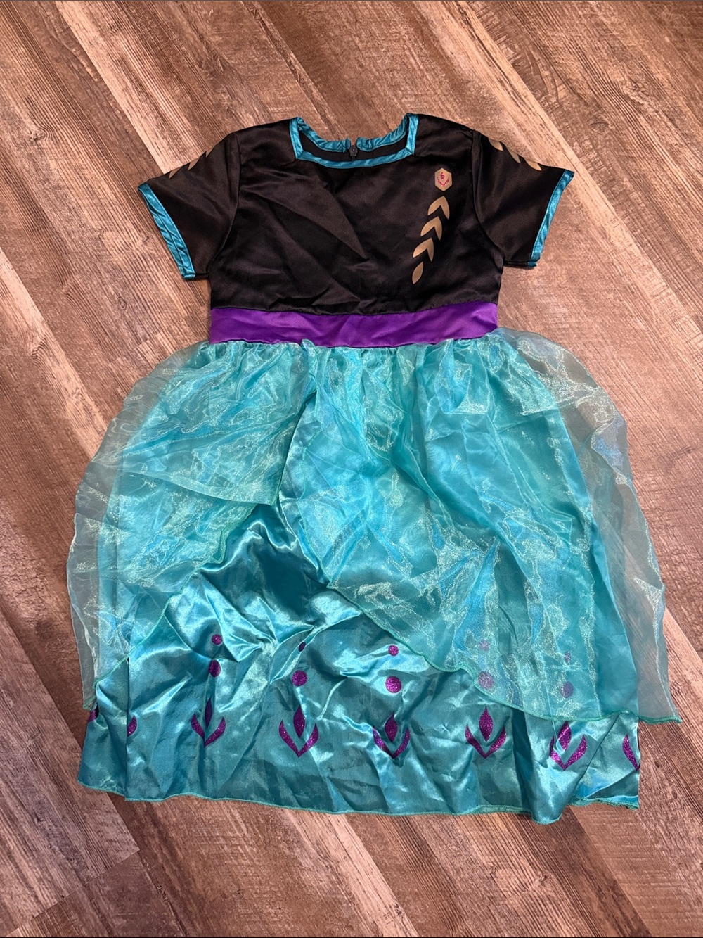 Girls' Teal and Black Princess Ana Costume Dress with Purple Accents